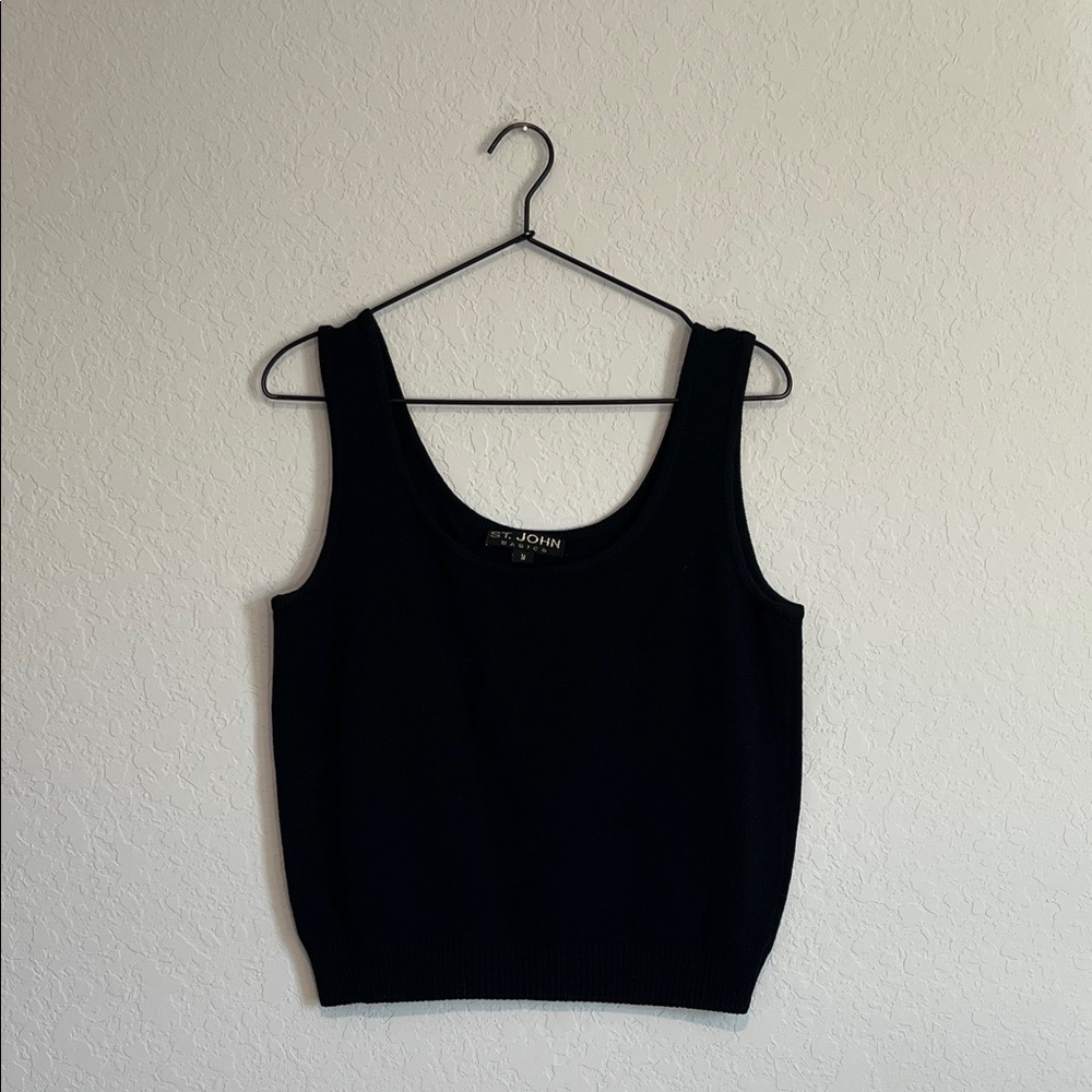St. John Basics Black Knit Tank Top